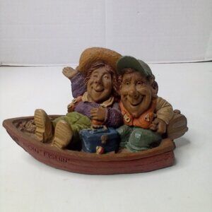 Cairn Studio Goin" Fishing 1991 Rustic Decor Man Women Boat Happy Couple